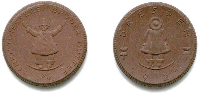 Promotional coins from 1921, likely made for a trade fair. Photo by Maurice Göldner