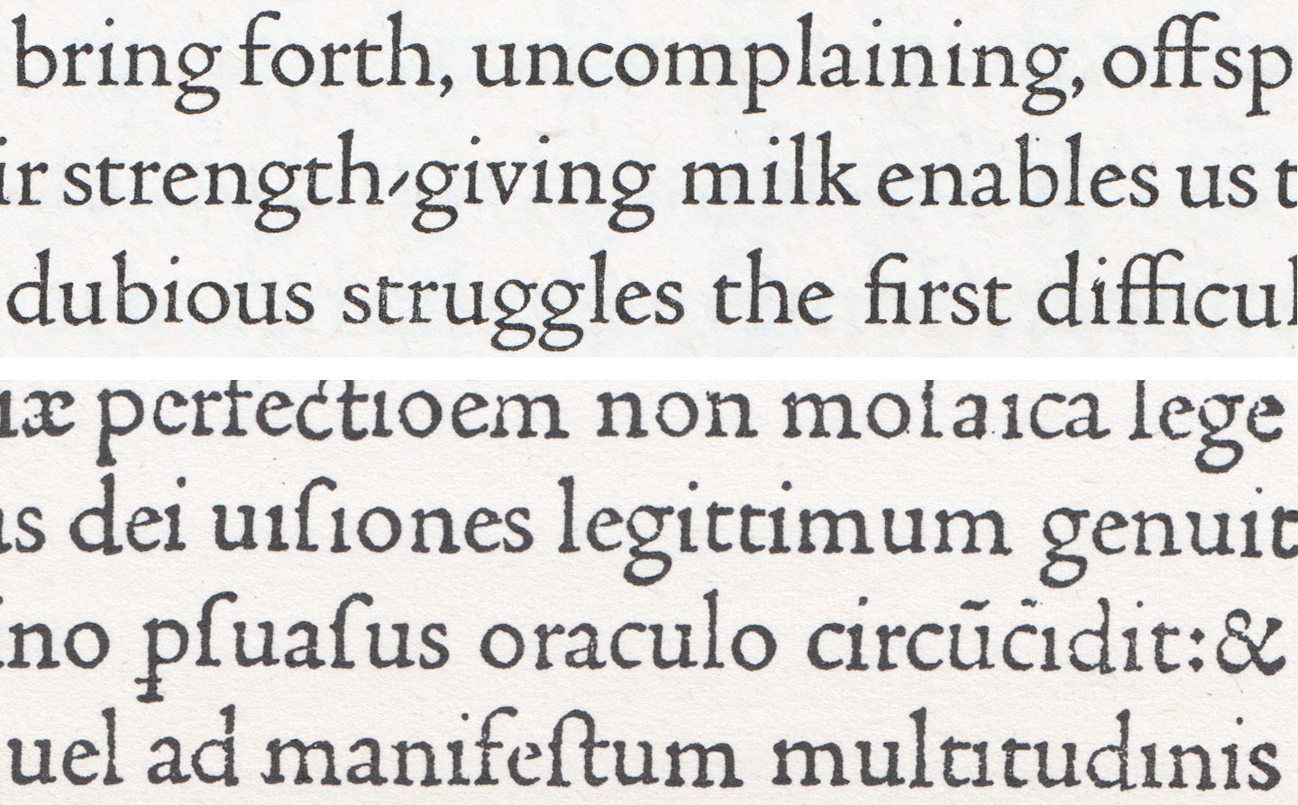 Jenson’s Roman type of 1470 (bottom) compared with Bruce Rogers’ masterful Centaur (top). That ‘g’! 😍