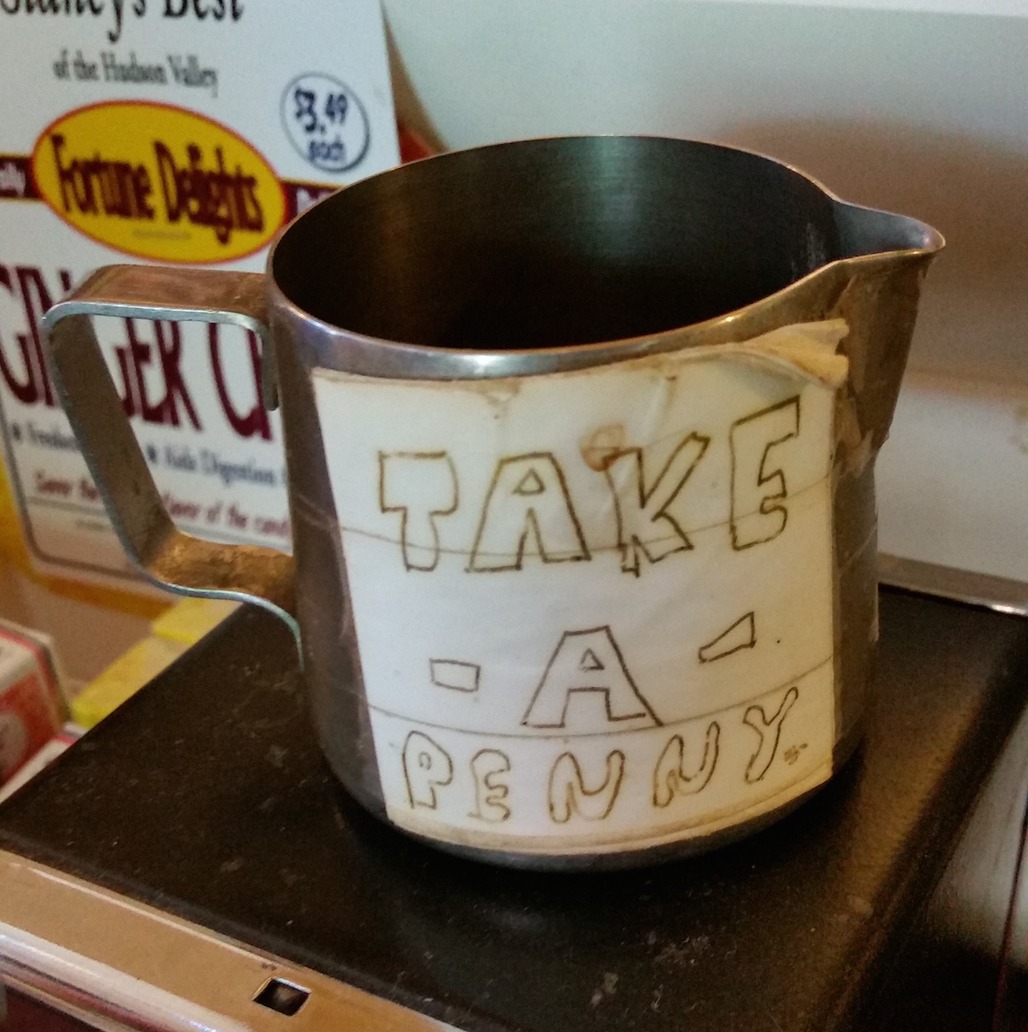 Found at The Bakery, love the handlettering and creative use of the creamer.