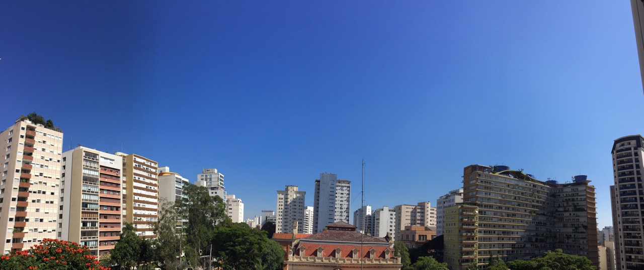 The São Paulo view is actually from my bedroom rather than the office, which would be mostly the building next door.