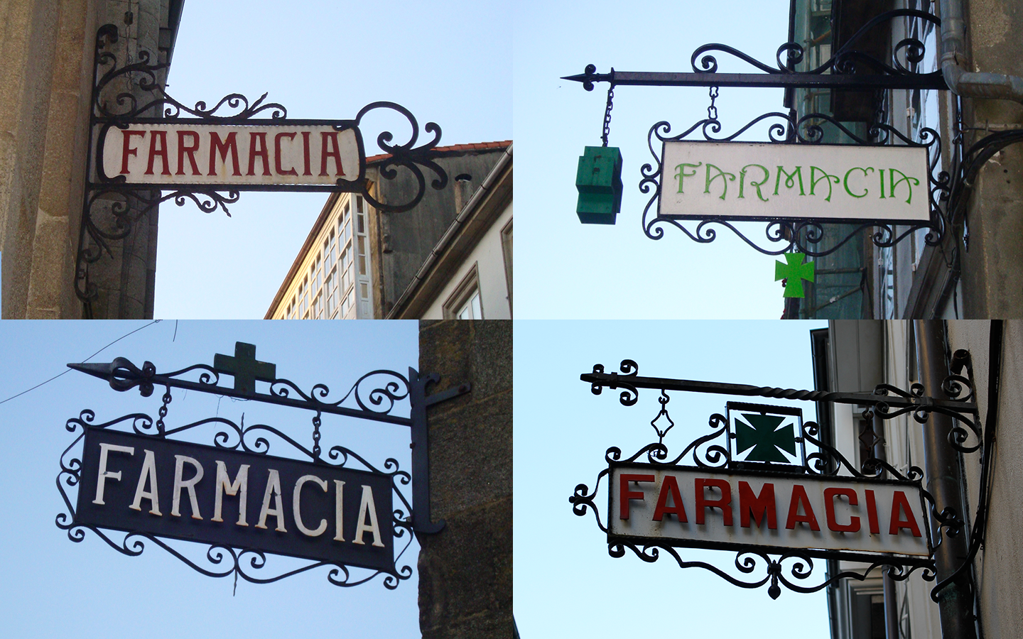Samples of several pharmacy signs using different type styles