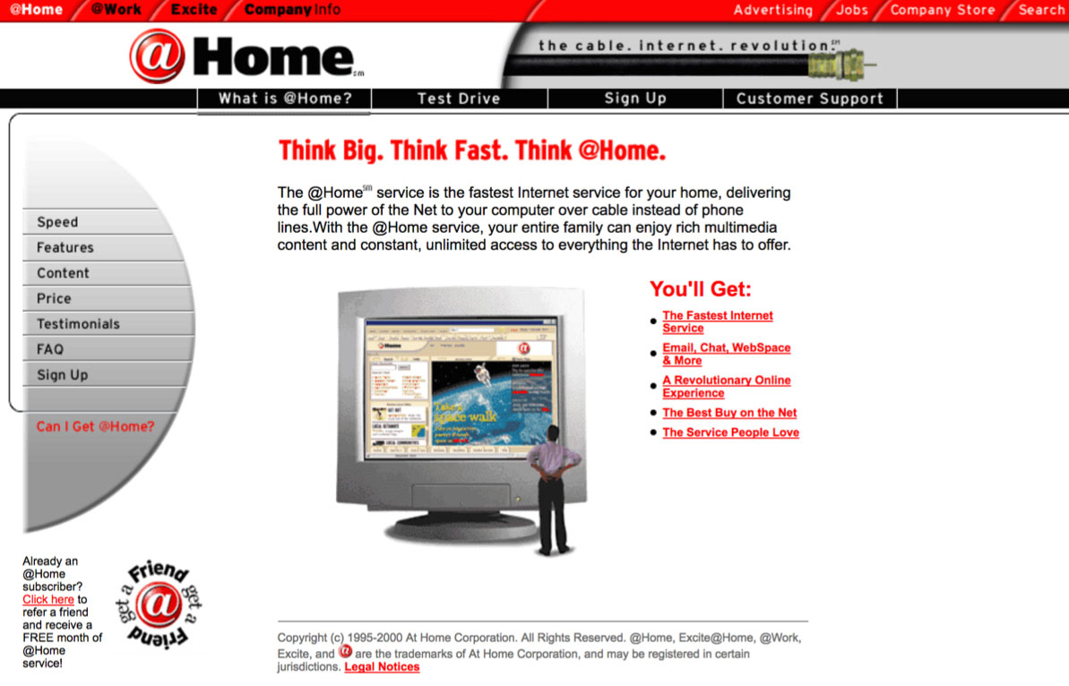 @Home Network's homepage, 2000
