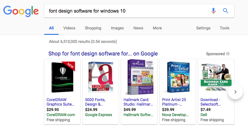 a google search for "font design software for windows 10" turns up a bunch of unrelated things like CorelDRAW and Hallmark card design software.