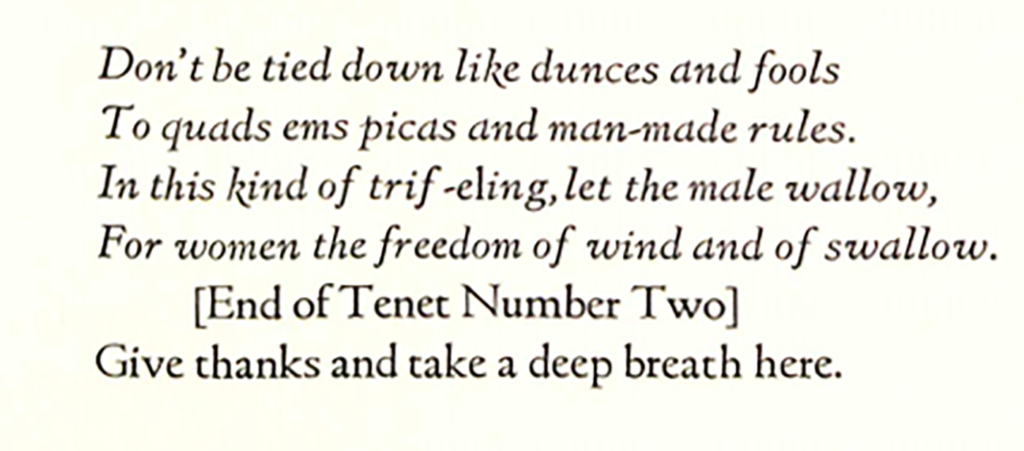 Jane Grabhorn, "Three Typographic Tenets" from A Typografic Discourse (Tenet 2)