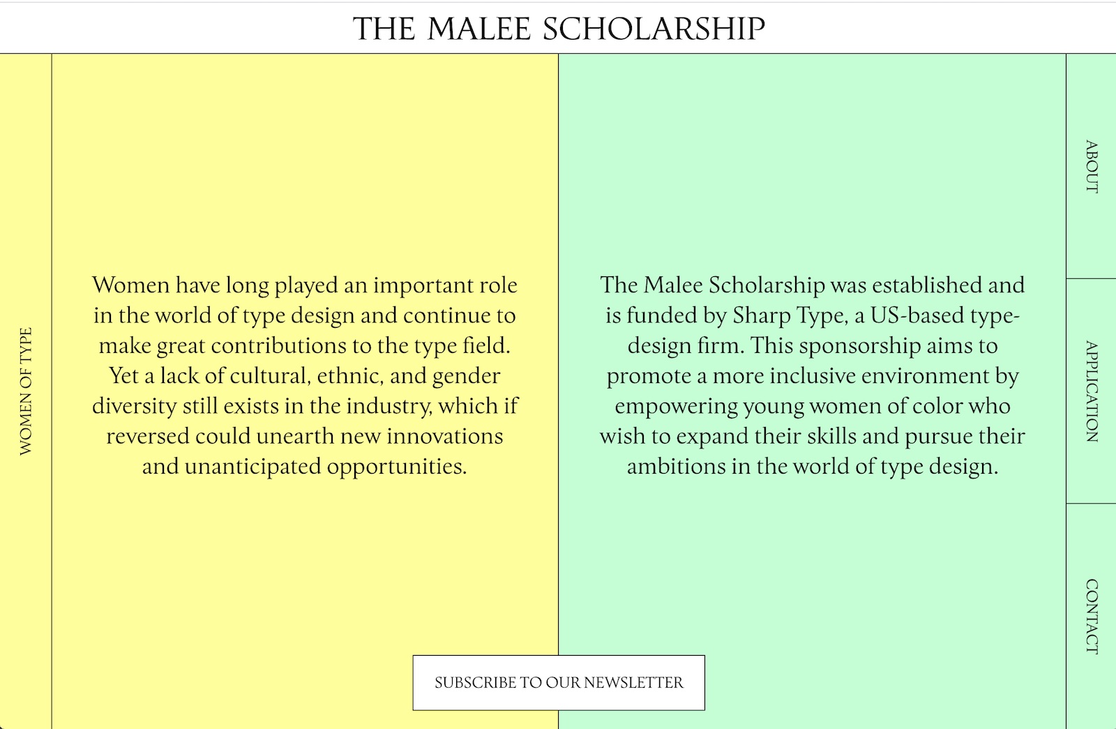 screenshot of malee scholarship homepage
