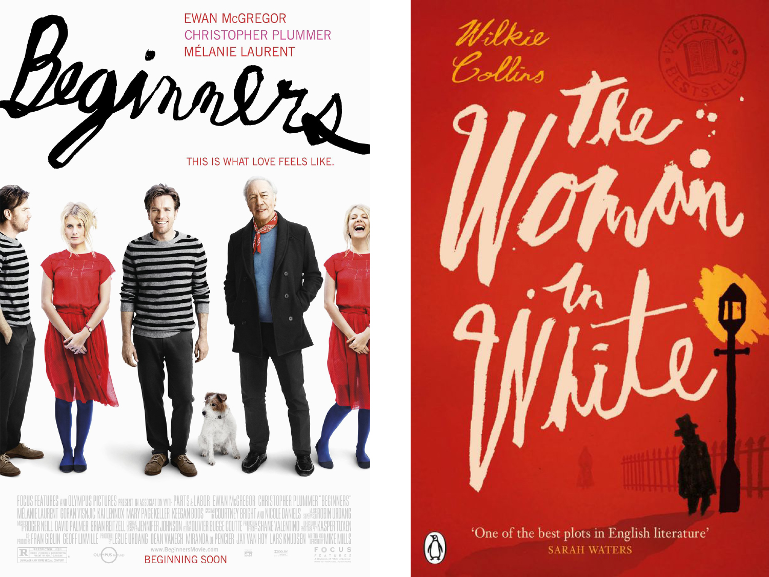 Beginners poster and The Woman in White cover