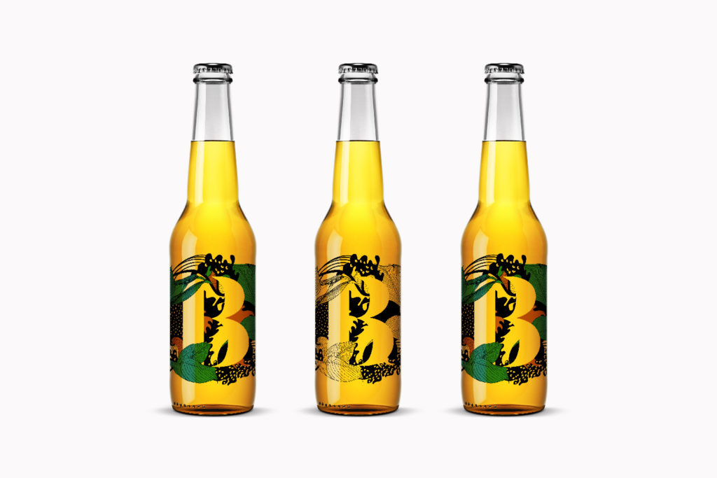 Illustrated lettering B concepts for a beer company.