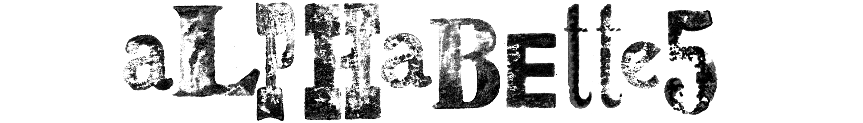 Alphabettes header set in wood type