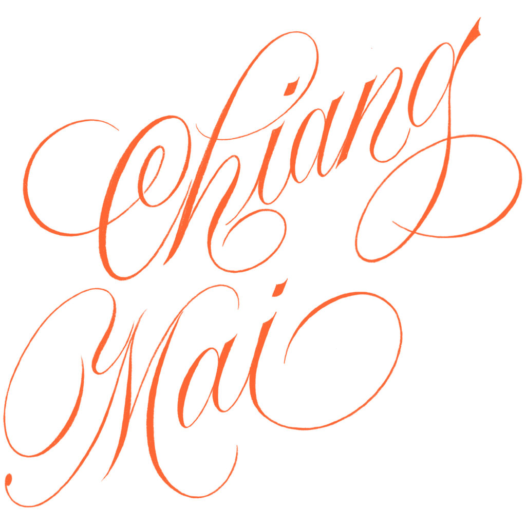  'Chiang Mai' in orange script lettering