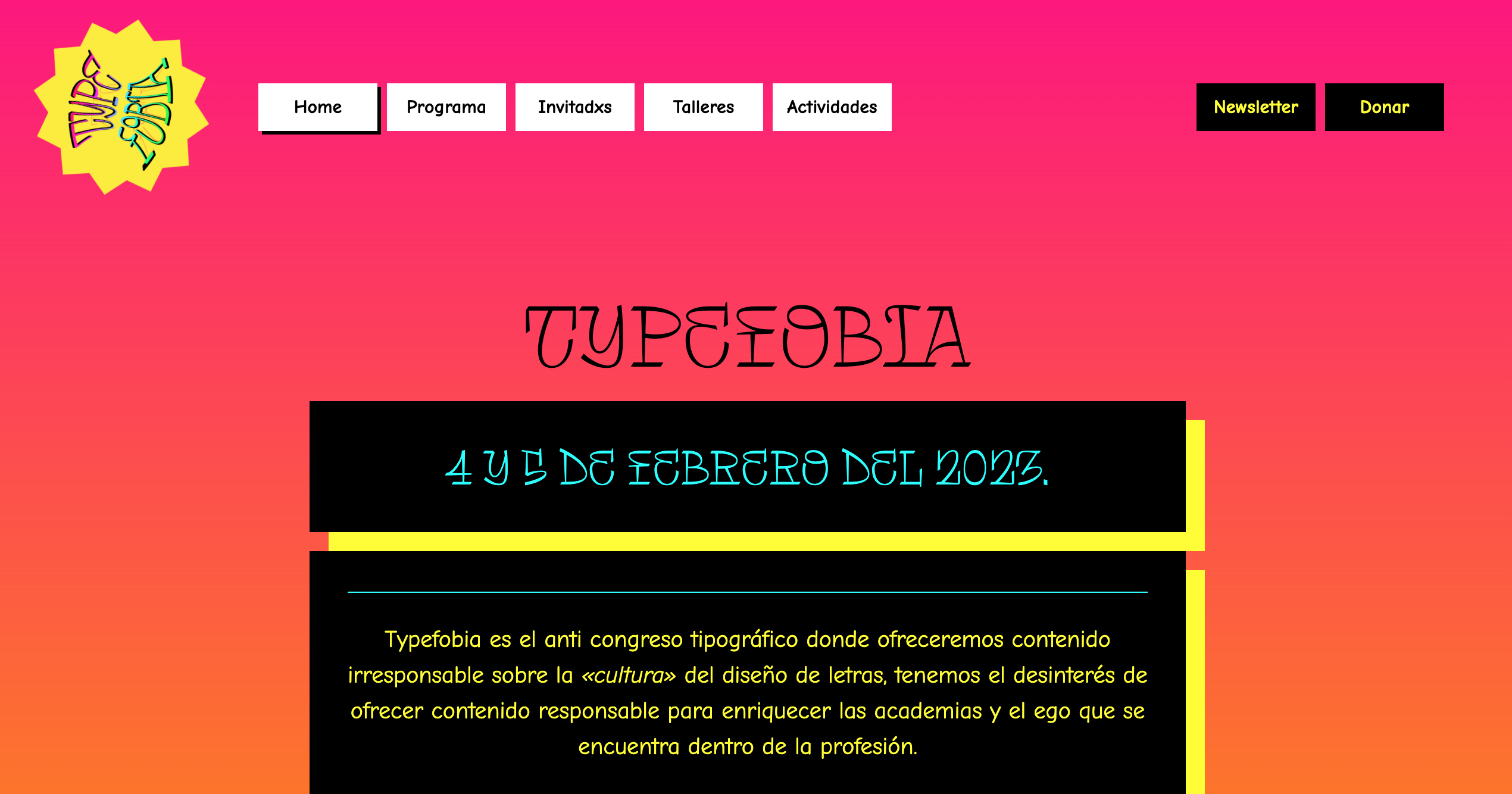 Typofobia website homepage 