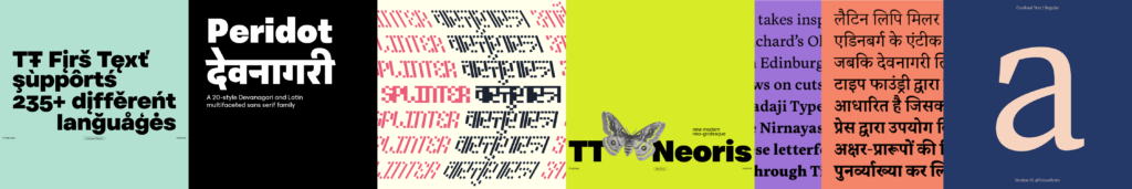 collection of colorful type specimen graphics